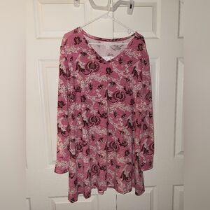 LuLaRoe Pink and Black Floral Top